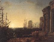 Claude Lorrain Harbour Scene at Sunset fg oil painting on canvas